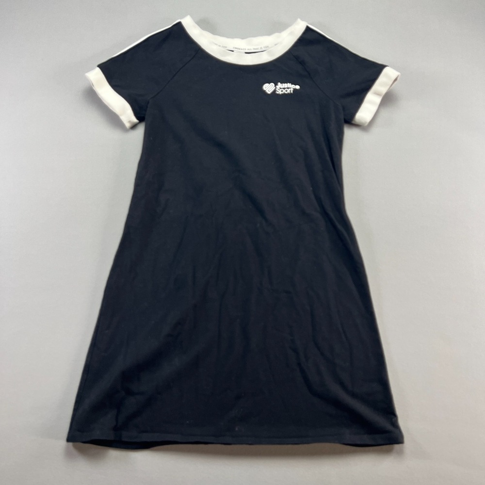 Justice Sport Ringer Dress Girls 10 Black Embrace All That Is You Short Sleeve